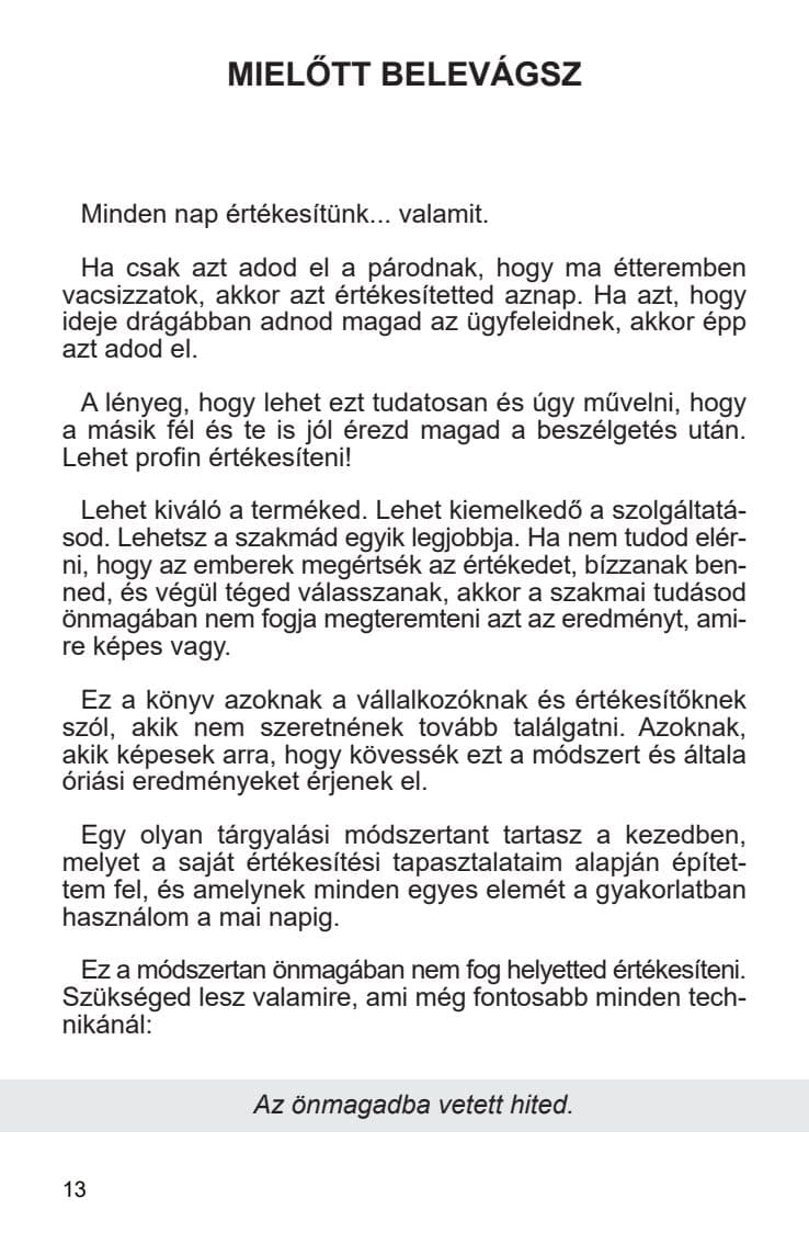 Mielőtt belevágsz, mintaoldal a Játszd a sales-t! című könyvből